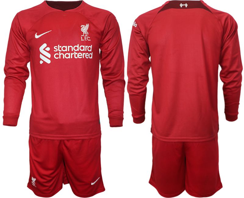 Men 2022-2023 Club Liverpool home long sleeves red blank Soccer Jersey->liverpool jersey->Soccer Club Jersey